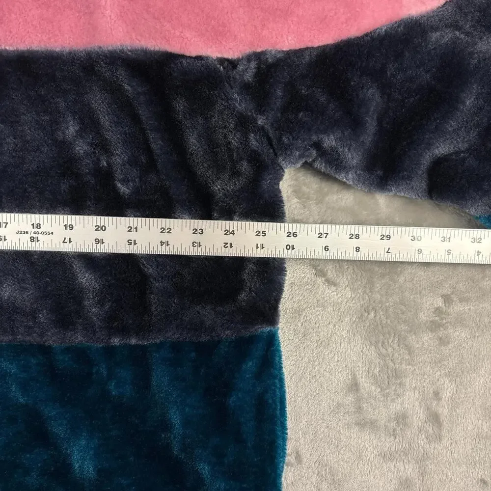 Deadstock NWT Uggs Elaina Colorblock Pink/Blue Faux-fur Jacket Size Medium - Picture 6 of 7